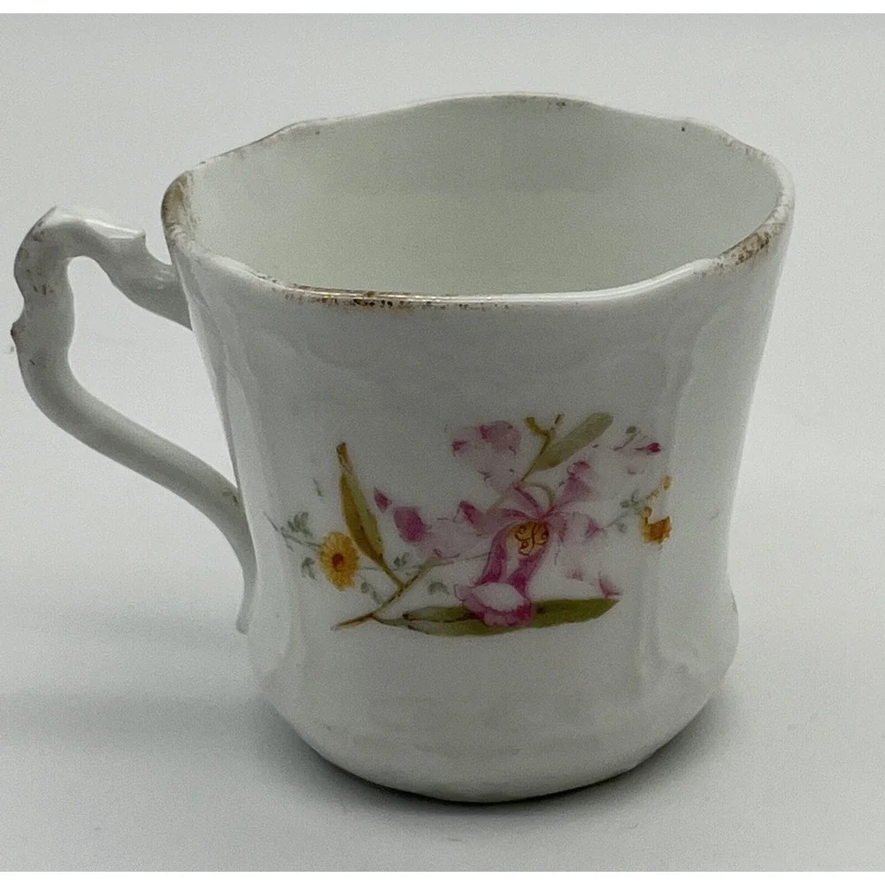 Antique Carl‎ Tielsch TC Demitasse Porcelain Teacup Floral Gold Germany 2-1/2
